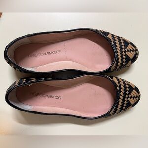 Rebecca Minkoff Black and Brown Woven Loafers